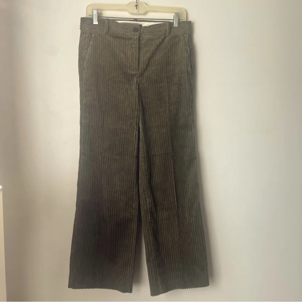 J.Crew Olive Green Wide Leg Corduroy Cropped Pants 6 - Picture 2 of 5